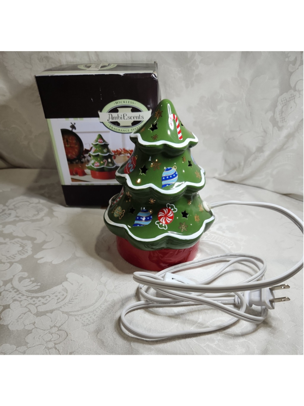 AmbiEscents Wickless Fragrance System Ceramic Christmas Tree Electric Wax Warmer